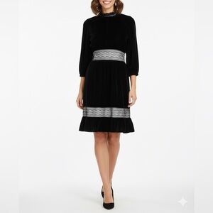 NWT Roberto Cavalli Class A Line Velvet Lace Black Dress Long Sleeve Sz 2